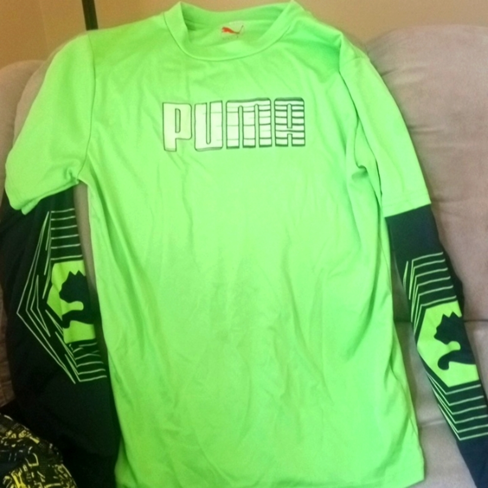 Puma green and black boys shirt